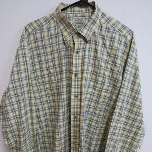 L.L. Bean Kennebunk Traditional Fit Yellow/Blue Plaid L/S Button Down Shirt XL